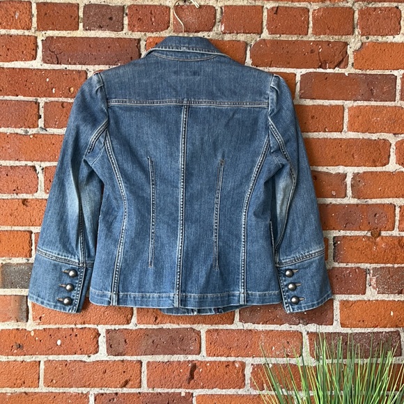 Banana Republic Jean Jacket Cropped 3/4 Length Sleeve Denim, Size 0 - Picture 6 of 9